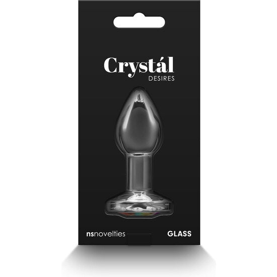 PLUG ANAL DE CRISTAL COM BRILHANTE EM ARCO-ÍREIS