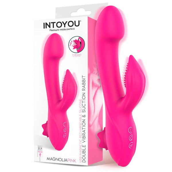 VIBRADOR MAGNOLIAPINK 3 EM 1 COM ESTIMULADOR DE CLITÓRIS E SUCÇÃO