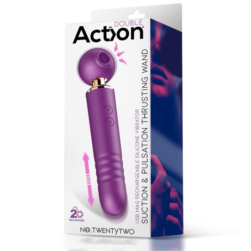 MASSAGADOR COM SUCÇÃO, PULSAÇÃO E IMPULSO ACTION N. 22 ROXO