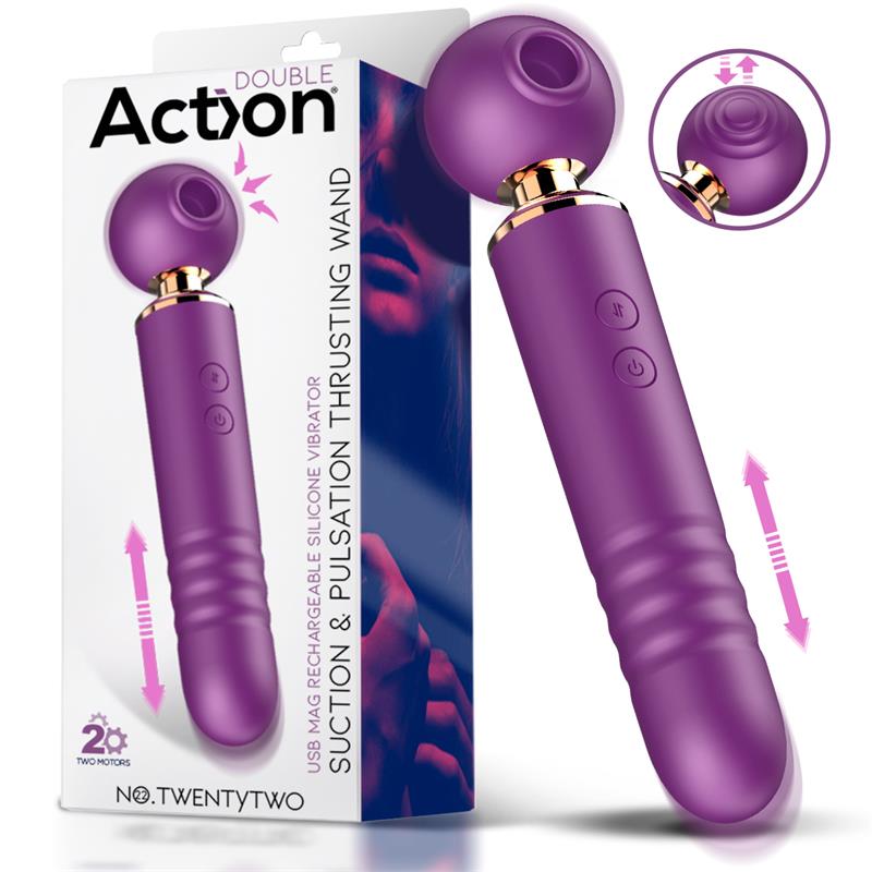 MASSAGADOR COM SUCÇÃO, PULSAÇÃO E IMPULSO ACTION N. 22 ROXO