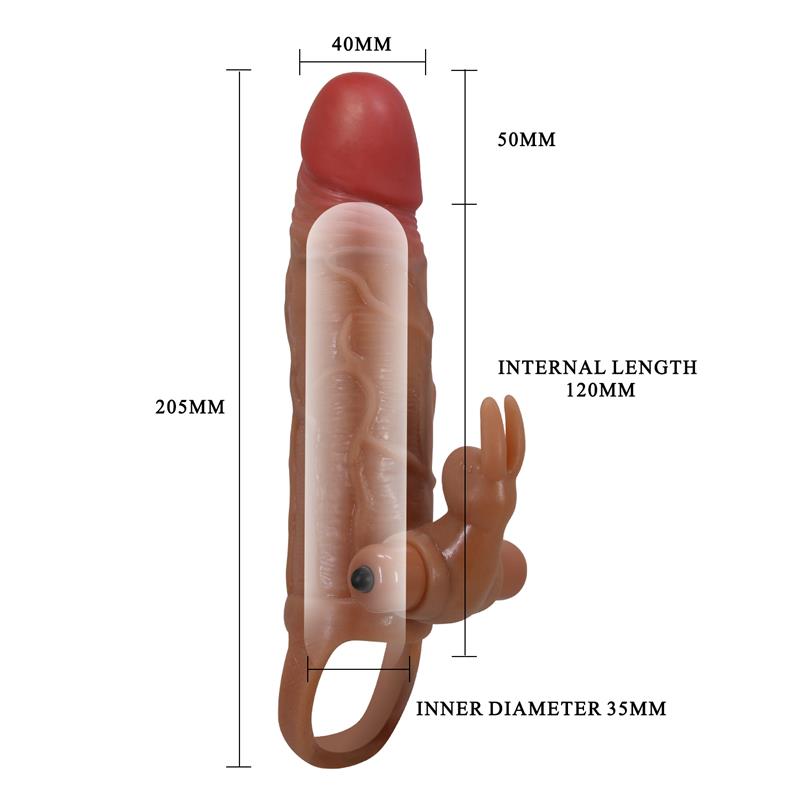 MANGA DE PÉNIS PRETTYLOVE MAN COM VIBRAÇÃO + 5CM