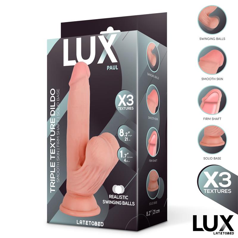 DILDO PAUL TRIPLA DENSIDADE COM TESTÍCULOS OSCILANTES 8.2"