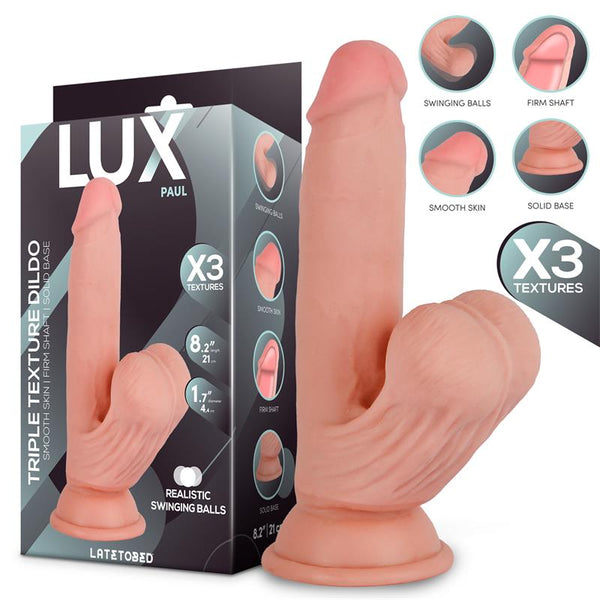 DILDO PAUL TRIPLA DENSIDADE COM TESTÍCULOS OSCILANTES 8.2"