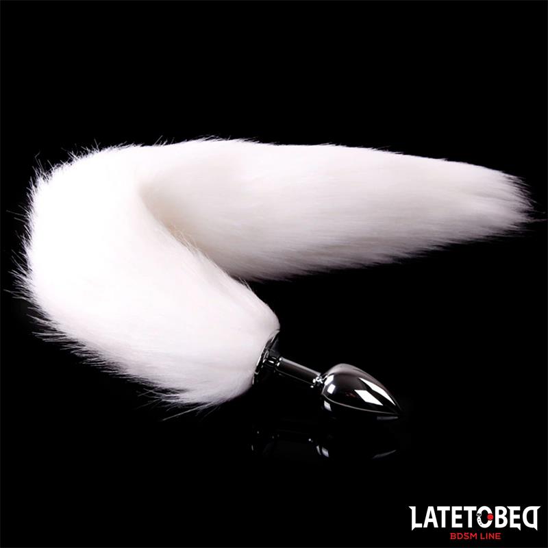PLUG ANAL PRATEADO COM CAUDA COMPRIDA 40CM