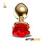 PLUG ANAL DE METAL DOURADO COM ROSA VERMELHA