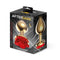 PLUG ANAL DE METAL DOURADO COM ROSA VERMELHA