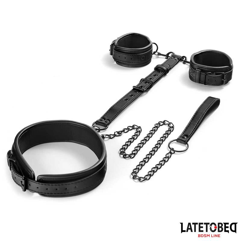 KIT DE RESTRIÇÃO COM COLEIRA,TRELA E ALGEMAS