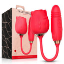 ESTIMULADOR EM FORMA DE ROSA COM SUCÇÃO E MINI PÉNIS COM VIBRAÇÃO USB