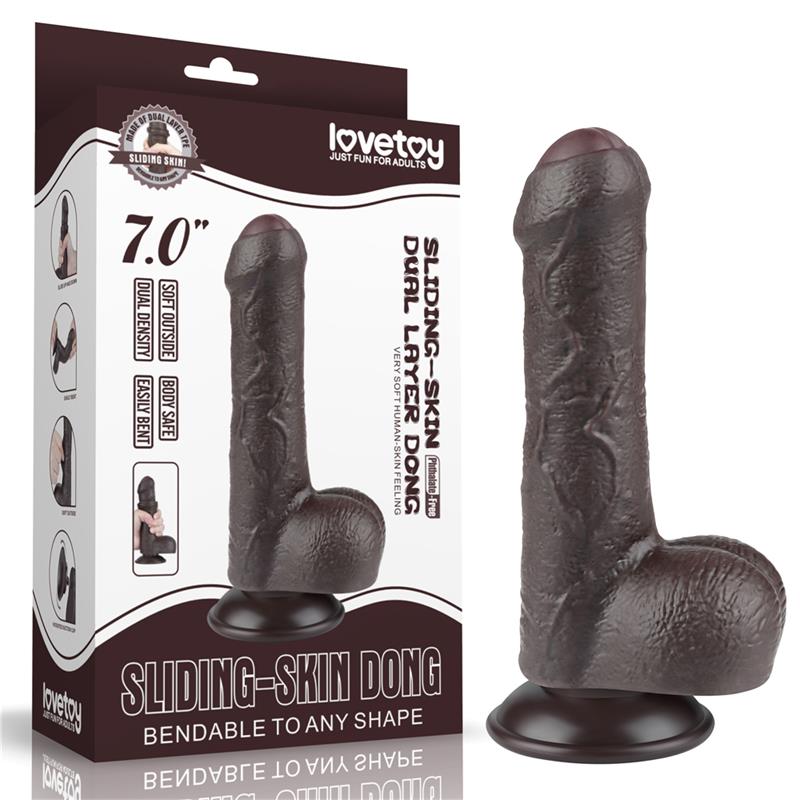 DILDO SLIDING DUAL LAYER 7" MULATO