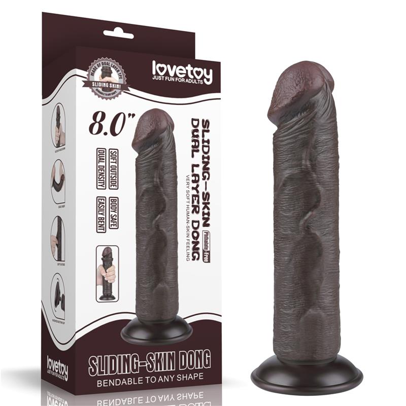 DILDO SLIDING DUAL LAYER 8" MULATO