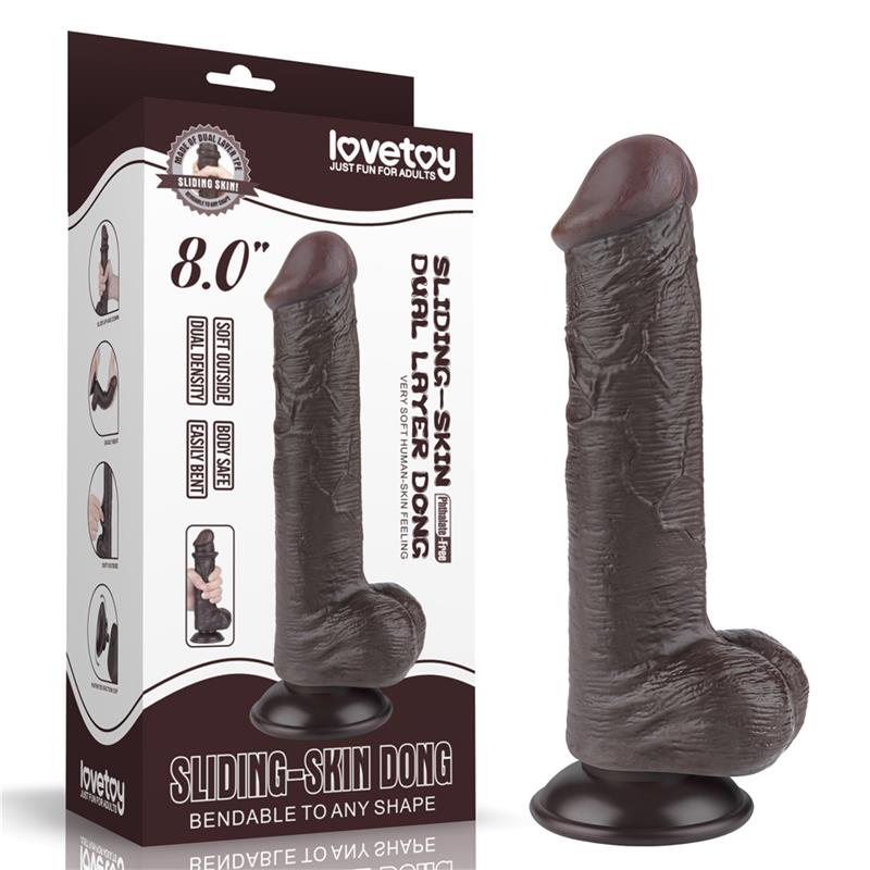 DILDO SLIDING DUAL LAYER 8" MULATO