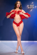 TANGA DE RENDA COM ABERTURA CR-4885 VERMELHA CHILIROSE