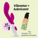 VIBRADOR COM ESTIMULADOR DE CLITÓRIS CHERIE E LUBRIFICANTE À BASE DE ÁGUA INCLUÍDO CRUSHIOUS