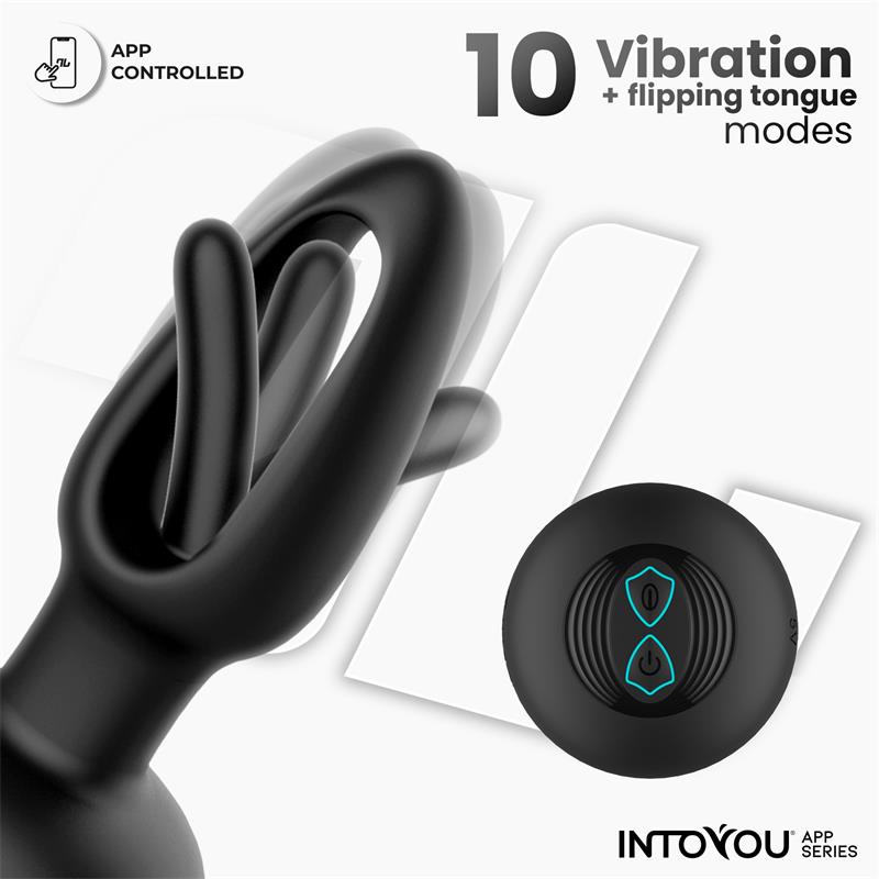 PLUG ANAL COM VIBRAÇÃO ZACK COM LÍNGUA GIRATÓRIA APP