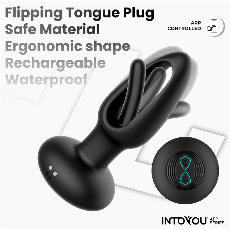 PLUG ANAL COM VIBRAÇÃO ZACK COM LÍNGUA GIRATÓRIA APP