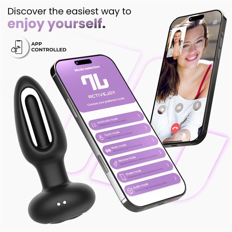 PLUG ANAL COM VIBRAÇÃO ZACK COM LÍNGUA GIRATÓRIA APP