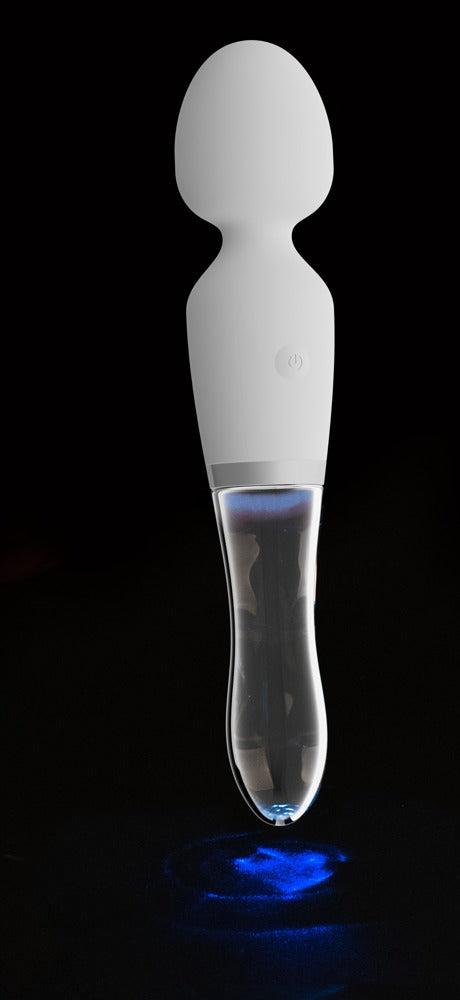 MASSAJADOR E VIBRADOR DE VIDRO COM LUZ LED