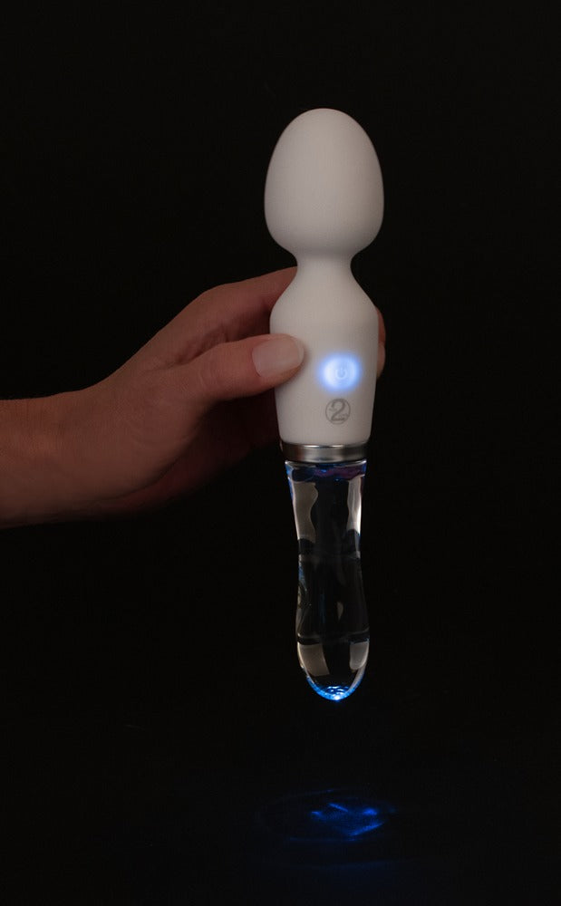 MASSAJADOR E VIBRADOR DE VIDRO COM LUZ LED