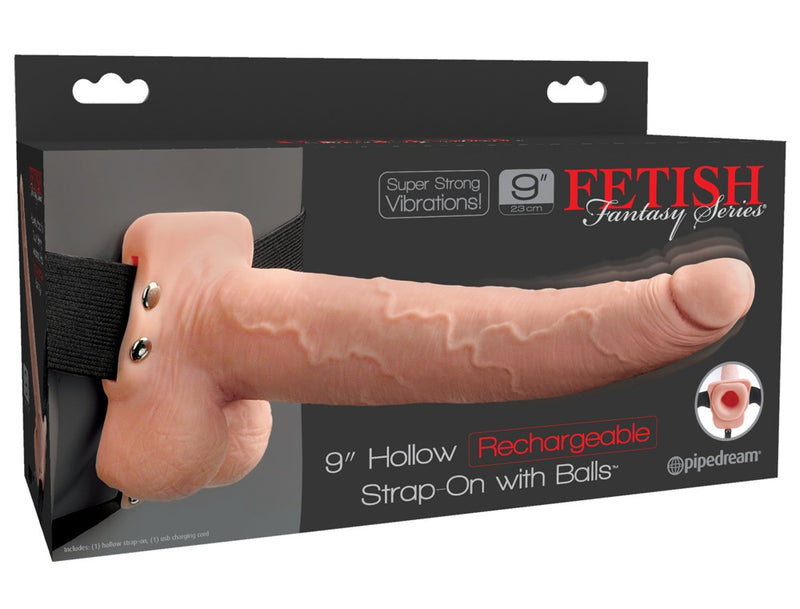 ARNÊS COM DILDO OCO COM VIBRAÇÃO 9" HOLLOW SQUIRTING STRAP-ON FETISH FANTASY SERIES