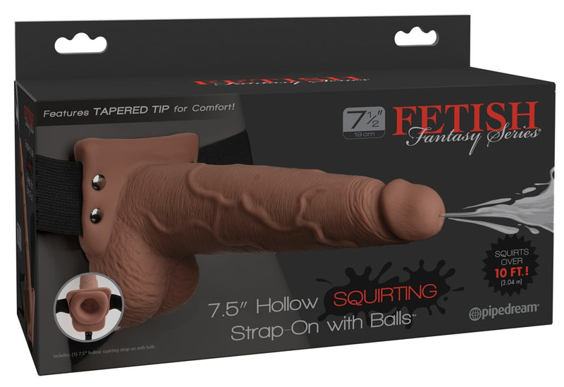 ARNÊS COM DILDO OCO E EJACULAÇÃO 7,5" HOLLOW SQUIRTING STRAP-ON FETISH FANTASY SERIES