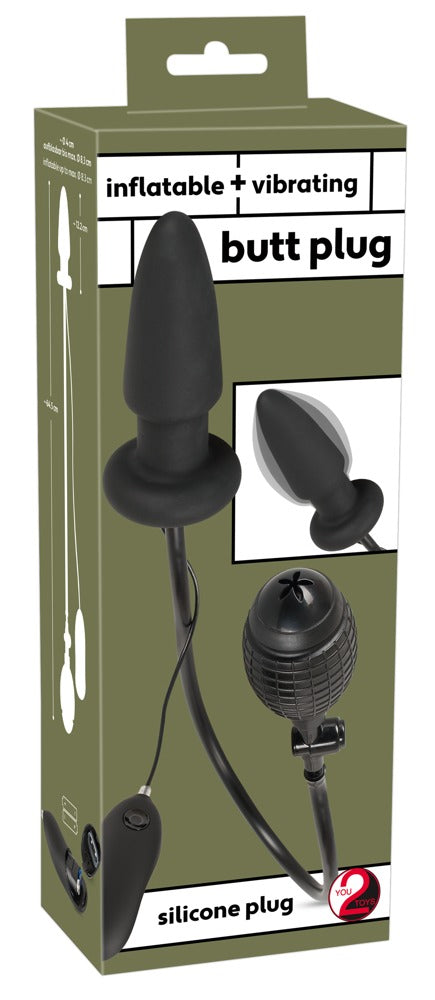 PLUG ANAL INSUFLÁVEL COM VIBRAÇÃO PRETO