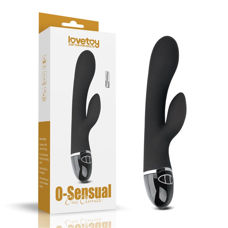 VIBRADOR O-SENSUAL COM ESTIMULADOR CLITORIANO PRETO