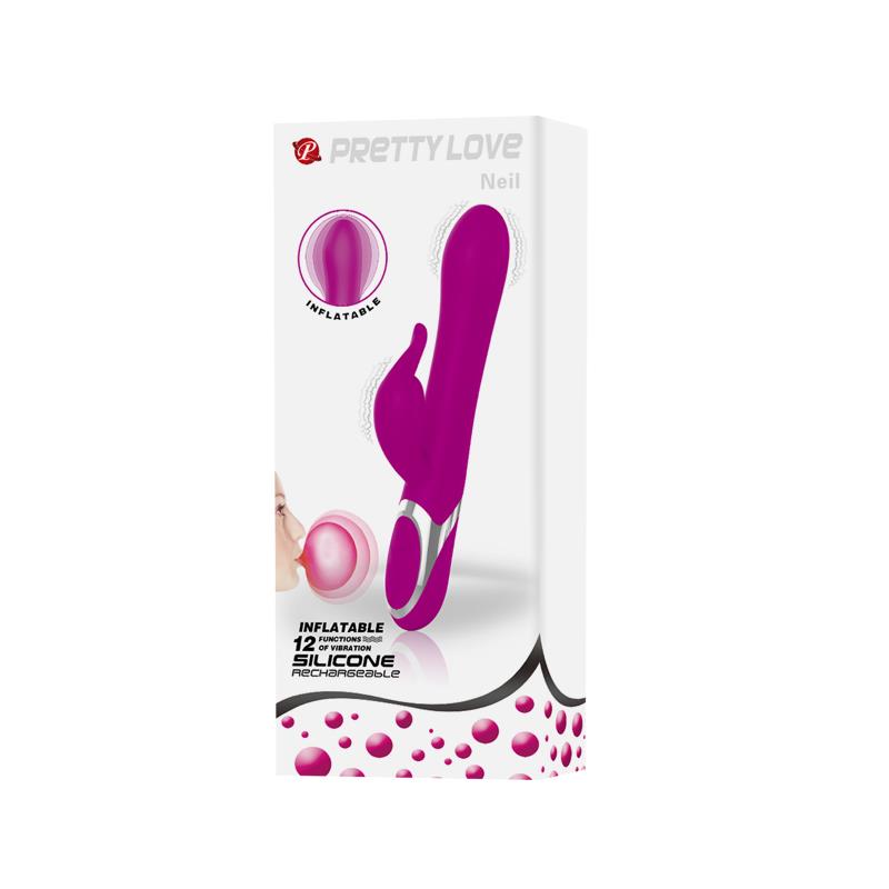 VIBRADOR COM FUNÇÃO INSUFLÁVEL PRETTYLOVE 23,7 CM