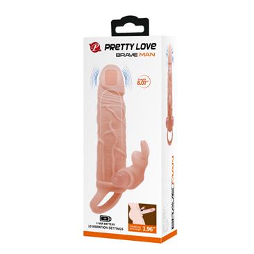 MANGA DE PÉNIS PRETTYLOVE BRAVE MAN COM VIBRAÇÃO + 5CM