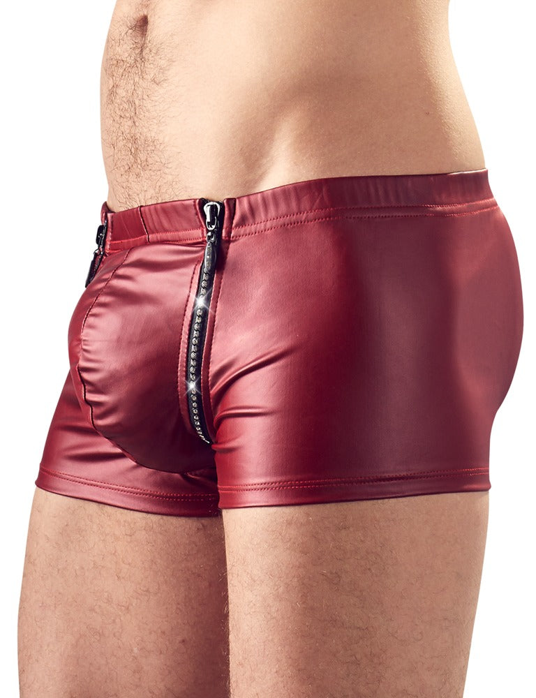 BOXER VERMELHO COM BRILHANTES NO FECHO