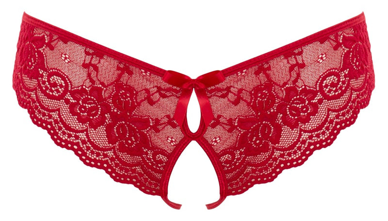 CUECA RENDADA ABERTA VERMELHA