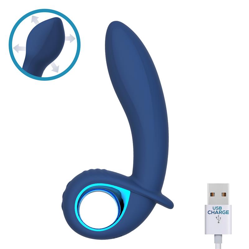 PLUG ANAL COM VIBRAÇÃO E INSUFLÁVEL AZUL USB