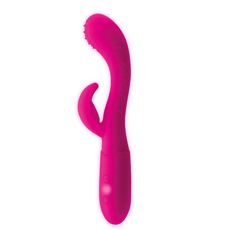 VIBRADOR CAKEY G-SPOT AND RABBIT USB SILICONE FUCHSIA