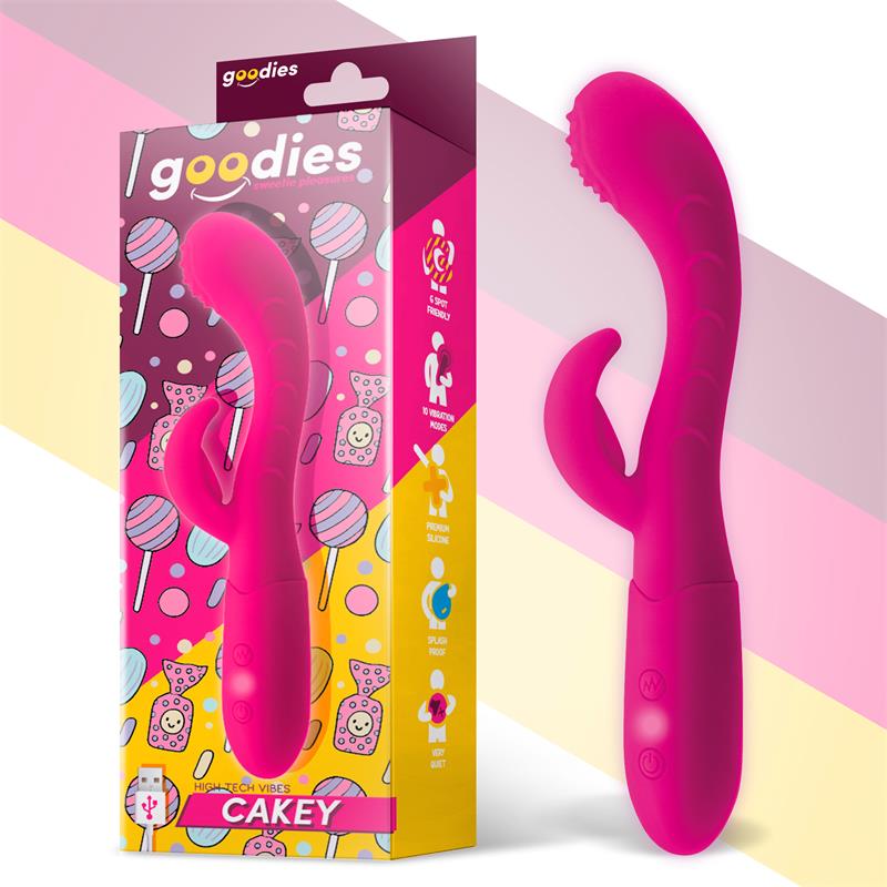 VIBRADOR CAKEY G-SPOT AND RABBIT USB SILICONE FUCHSIA