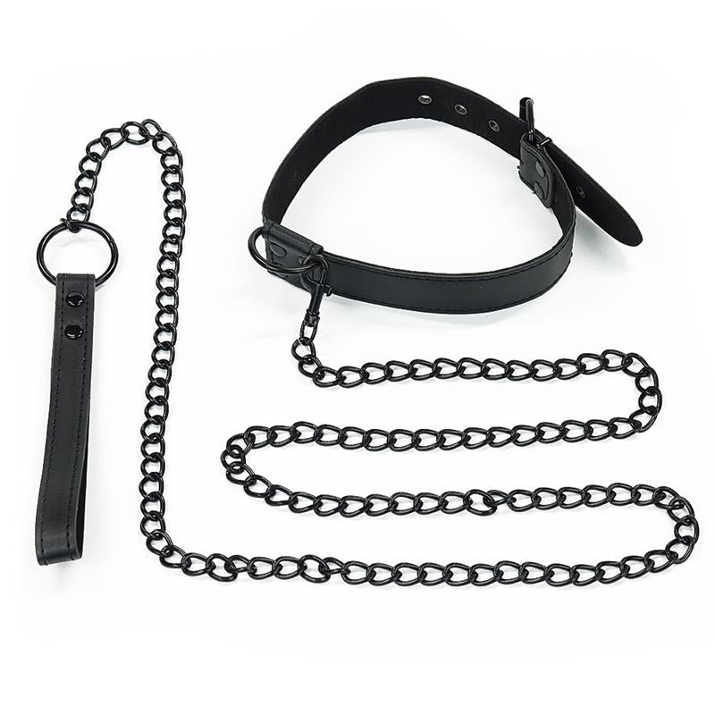 COLEIRA COM TRELA LEASH BLACK MATT