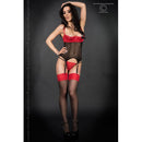 CORPETE COM TANGA CR-3787 PRETO E VERMELHO