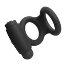 DOUBLE COCKRING WITH VIBRATING BULLET USB SILICONE BLACK
