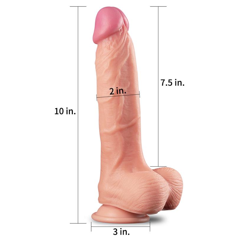 LOVETOY DILDO NATURE 10" DUAL LAYER FLESH