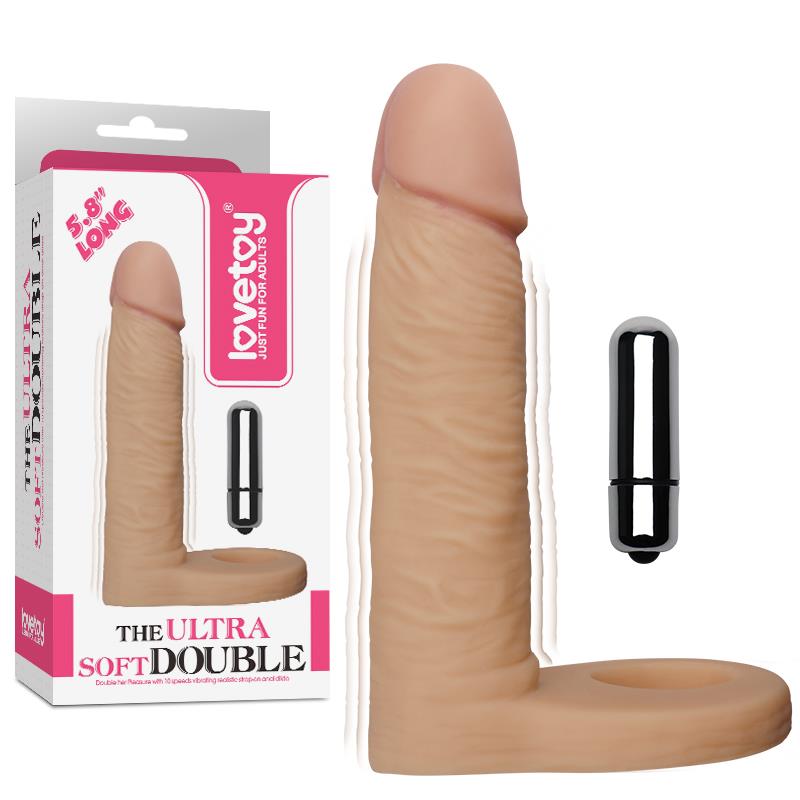 DILDO THE ULTRA SOFT DOUBLE COM VIBRAÇÃO 5.8" FLESH