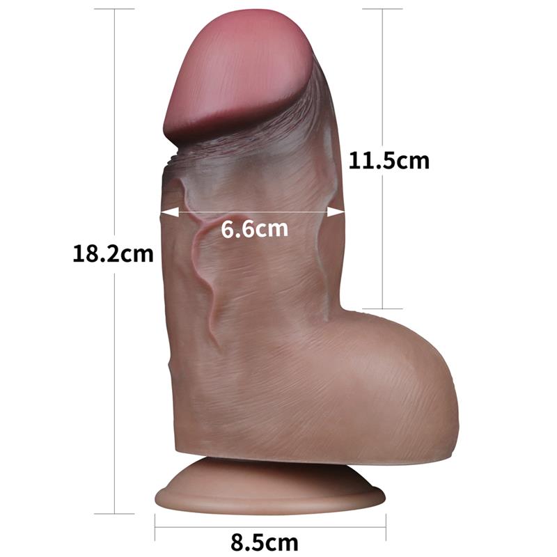 DUAL LAYERED PLATINUM SILICONE DILDO 7"