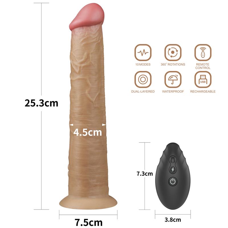 VIBRADOR DE DUPLA CAMADA COM ROTAÇÃO PLANITUM SILICONE 10"