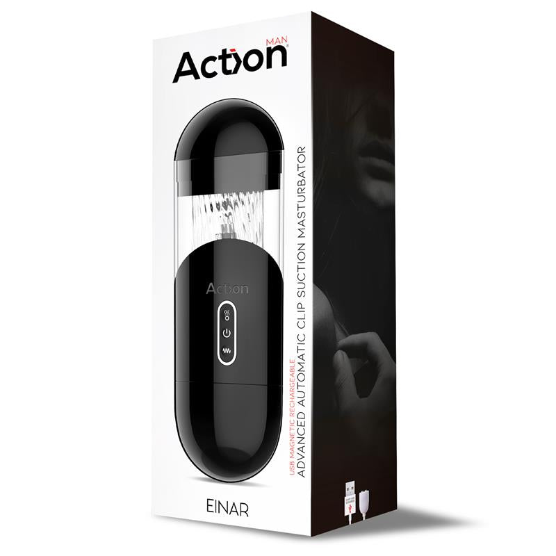 ACTION EINAR MASTURBADOR COM SUCÇÃO E VIBRAÇÃO MAGNÉTICA USB