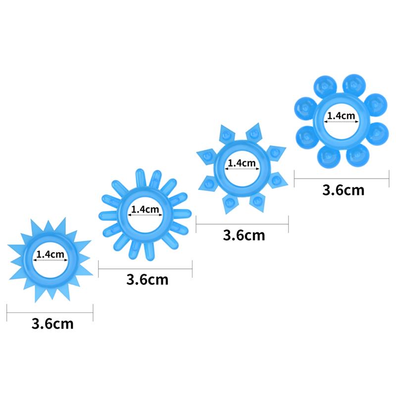 CONJUNTO DE 4 ANEIS PARA O PÉNIS COM LUZ AZUL