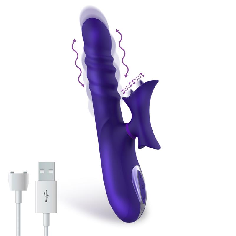 VIBRADOR COM ESTIMULADOR CLITORIANO RECARREGÁVEL INTOYOU ACTION N.º 14 ROXO