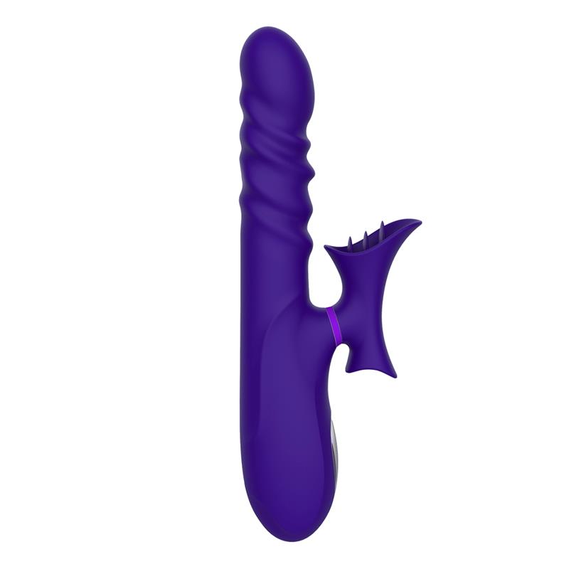 VIBRADOR COM ESTIMULADOR CLITORIANO RECARREGÁVEL INTOYOU ACTION N.º 14 ROXO