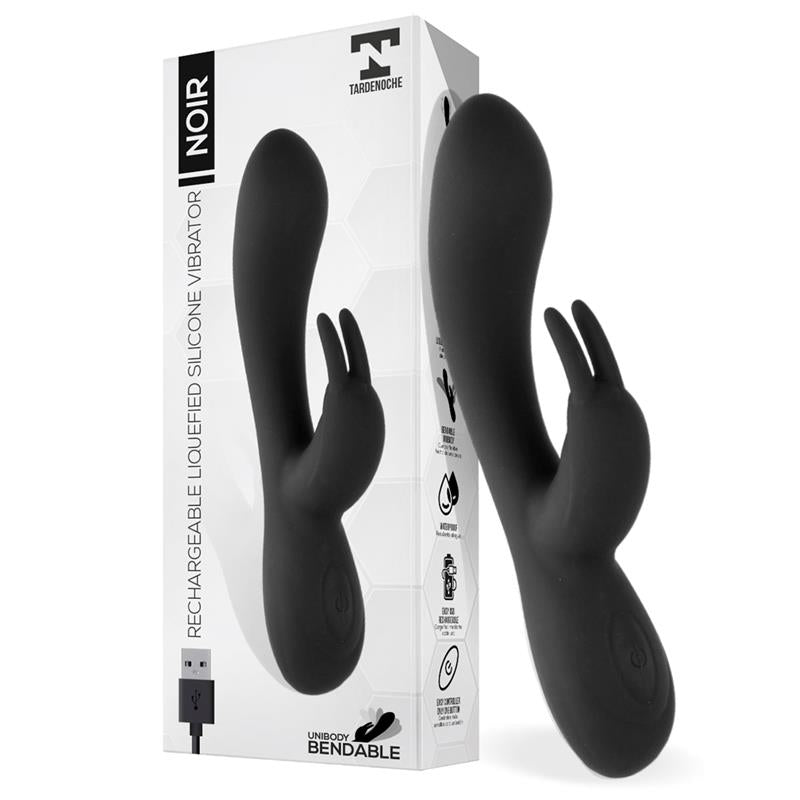 VIBRADOR NOIR DE SILICONE COM 2 MOTORES USB