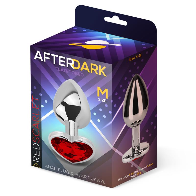 PLUG ANAL AFTERDARK COM JOIA EM CORAÇÃO VERMELHO RUBI