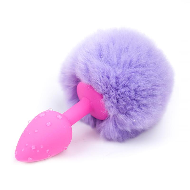 PLUG ANAL DE SILICONE ROSA COM POMPOM COELHINHO