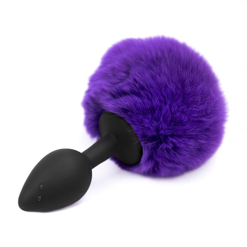 PLUG ANAL DE SILICONE PRETO COM POMPOM COELHINHO