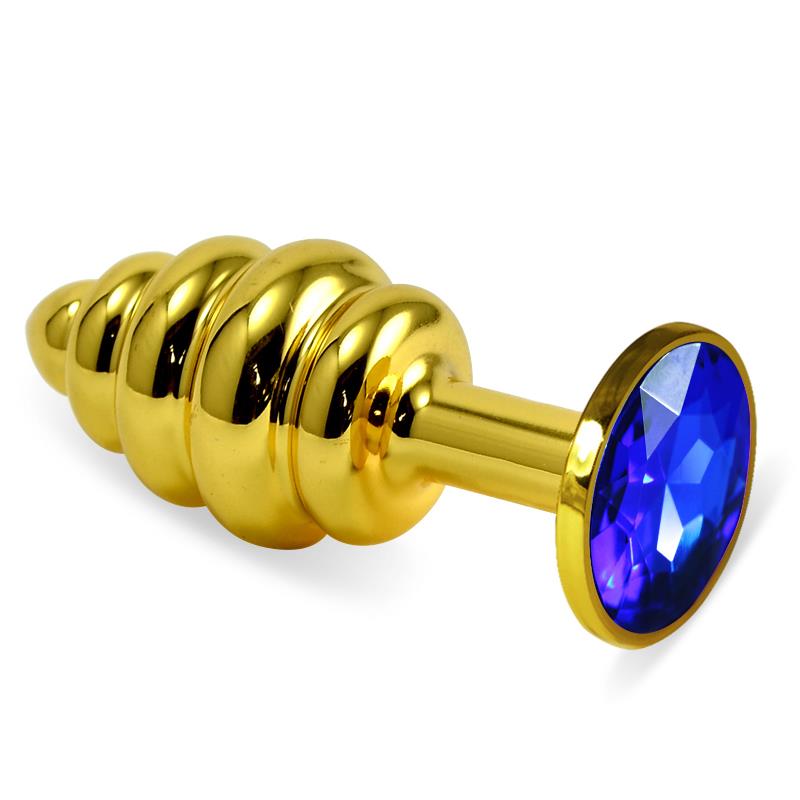 PLUG ANAL METÁLICO ESPIRAL EM DOURADO COM BRILHANTE