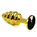 PLUG ANAL METÁLICO ESPIRAL EM DOURADO COM BRILHANTE